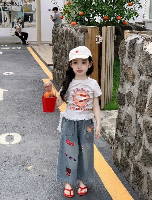 SET ÁO THUN KITTY MIX QUẦN JEAN HOẠT HÌNH BG-sỉ áo: 123k  quần: 177k 