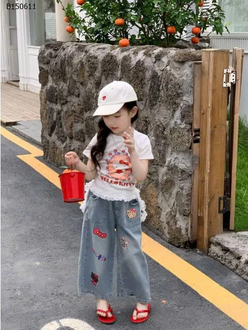 SET ÁO THUN KITTY MIX QUẦN JEAN HOẠT HÌNH BG-sỉ áo: 123k  quần: 177k 