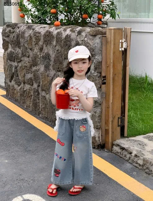 SET ÁO THUN KITTY MIX QUẦN JEAN HOẠT HÌNH BG-sỉ áo: 123k  quần: 177k 