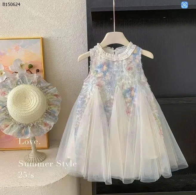 VÁY SÁT NÁCH  HOA PHỐI REN CHO BÉ   - sỉ 163k