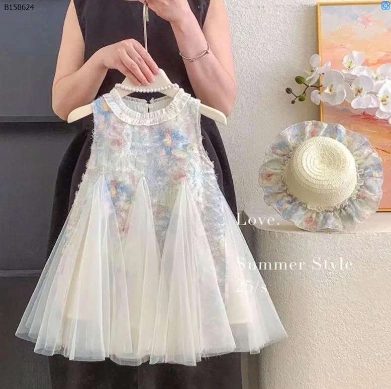 VÁY SÁT NÁCH  HOA PHỐI REN CHO BÉ   - sỉ 163k