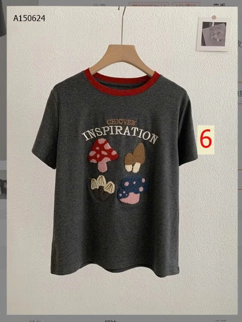 ÁO THÊU HÌNH PHỐI VIỀN CỔ-Sỉ  giá  số 1-3 mẫu vịt : 139k  số 4-6 mẫu nấm  : 149k 