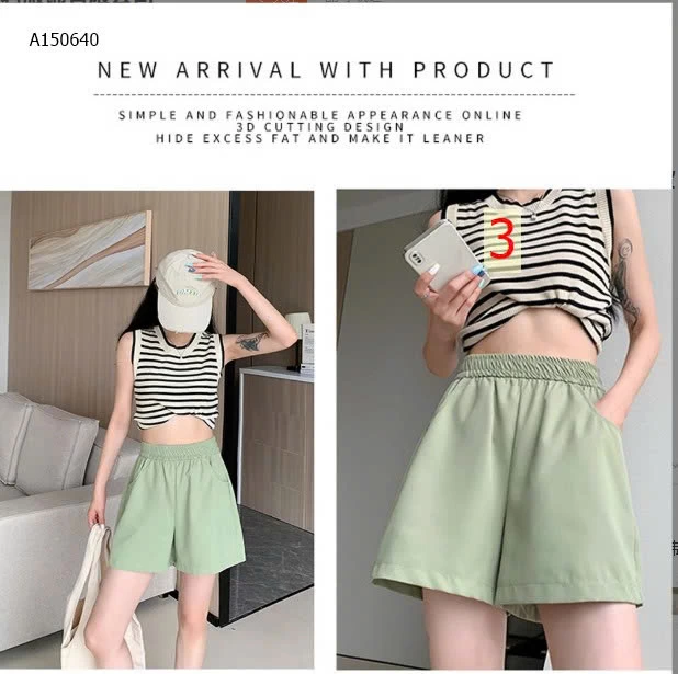  QUẦN SHORT ỐNG RỘNG CẠP CHUN NỮ  -Sỉ 62k