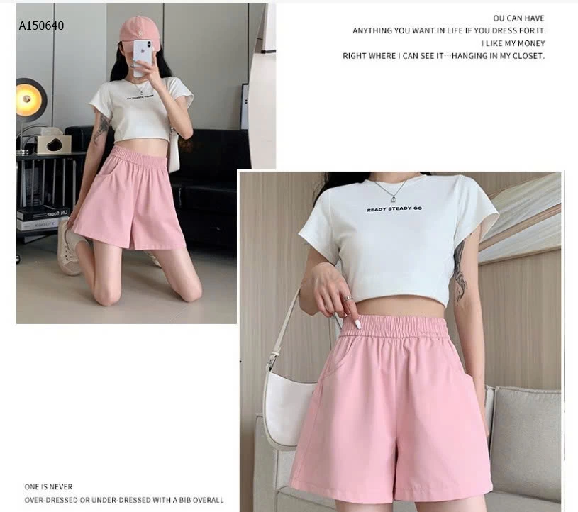  QUẦN SHORT ỐNG RỘNG CẠP CHUN NỮ  -Sỉ 62k