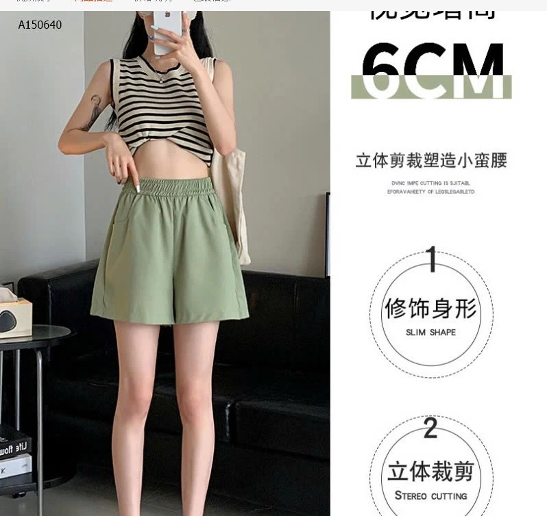  QUẦN SHORT ỐNG RỘNG CẠP CHUN NỮ  -Sỉ 62k