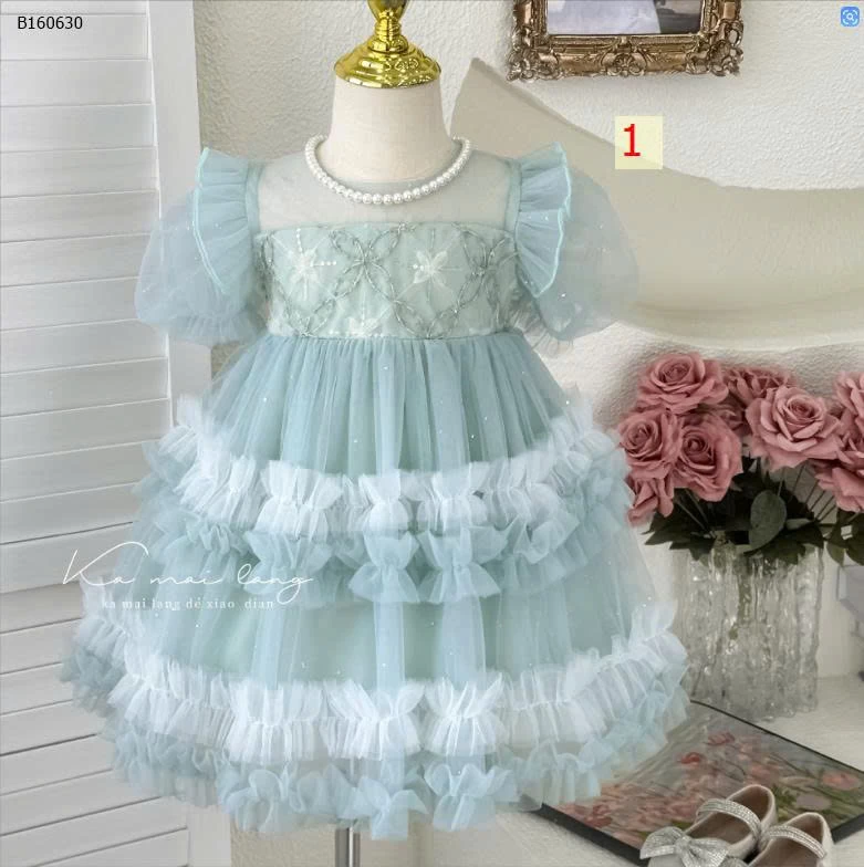 VÁY TẦNG XÒE TAY BỒNG BÉ GÁI-Sỉ 226k