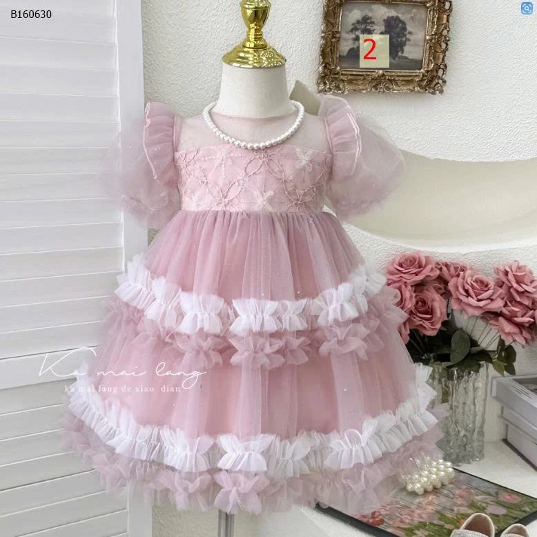 VÁY TẦNG XÒE TAY BỒNG BÉ GÁI-Sỉ 226k