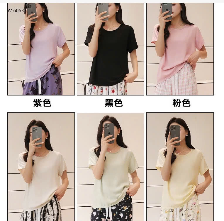 SET ÁO CỘC TAY PHỐI QUẦN SUÔNG CHO NỮ  - sỉ 165k