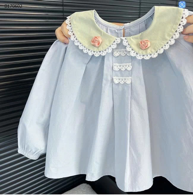 ÁO SƠ MI BÉ GÁI CỔ SEN-sỉ 125k
