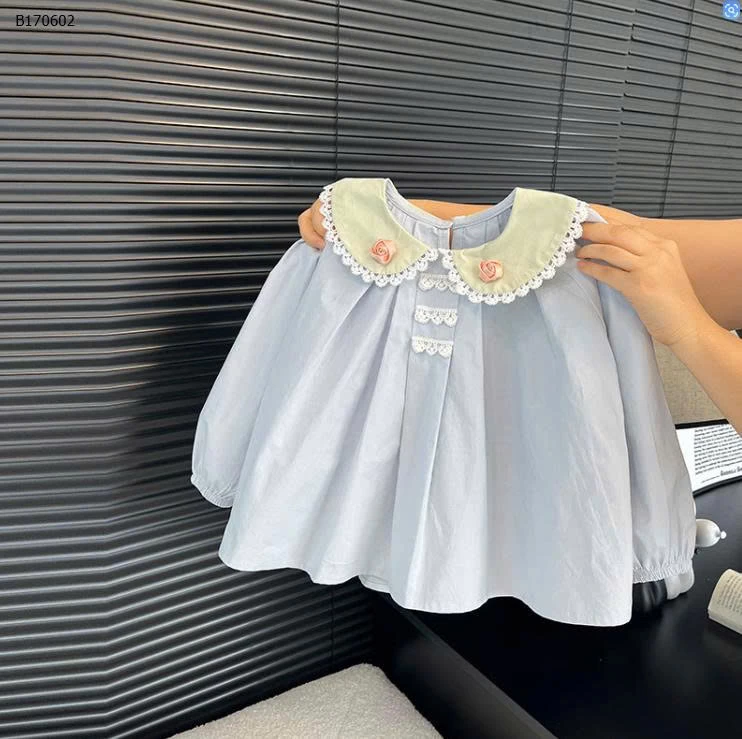 ÁO SƠ MI BÉ GÁI CỔ SEN-sỉ 125k