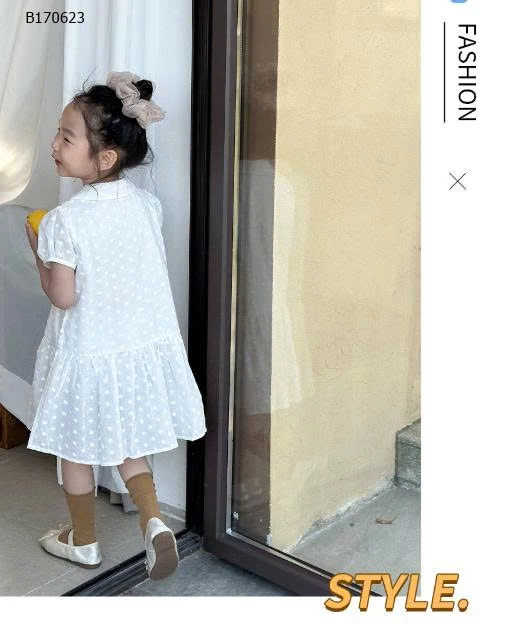 VÁY CỔ SEN TAY BỒNG TRẮNG HOA NHÍ-sỉ 213k