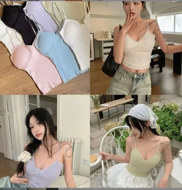 ÁO 2 DÂY NỮ PHỐI VIỀN REN -sỉ 63k