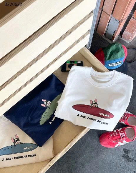 Áo thun tay ngắn in hình chú chó  AMBB cho bé-Sỉ 112k