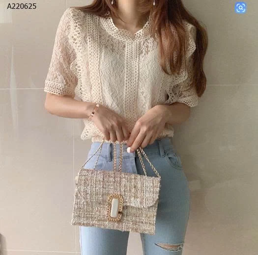 ÁO SƠ MI REN CỔ TRÒN NỮ - sỉ 135k