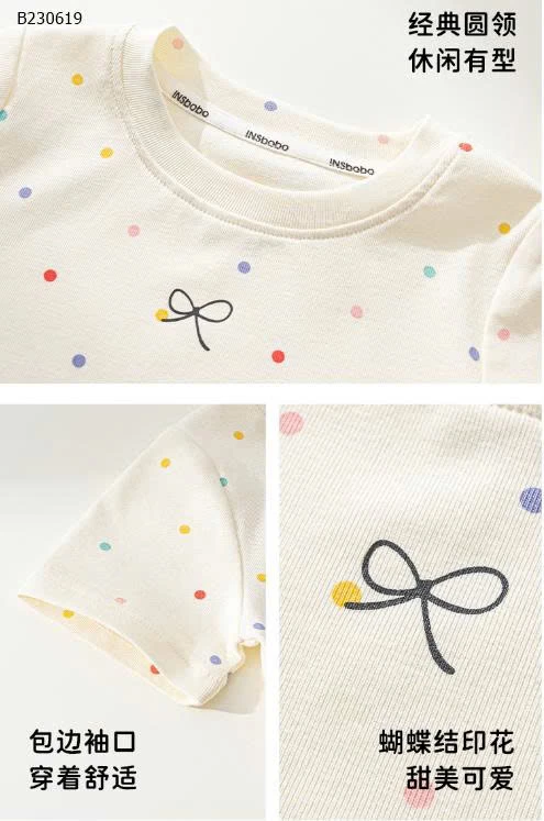  Áo thun tay ngắn in họa tiết chấm bi nơnhà M.bang -Sỉ 99K