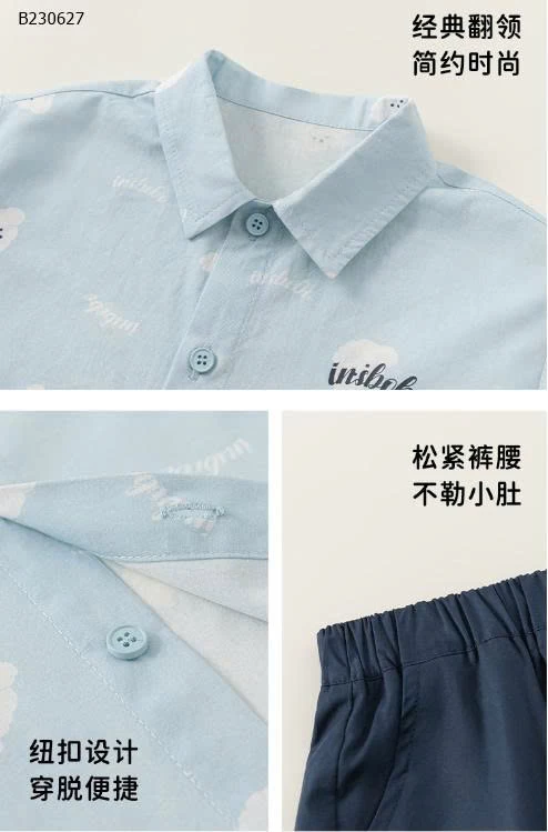 Bộ quần áo sơ mi mua hè phối quần short  nhà M.bang -Sỉ 213k