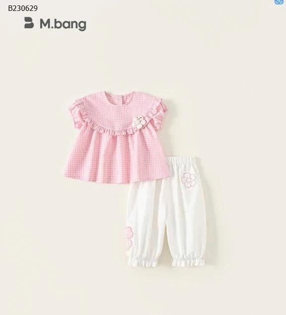 Bộ áo sơ mi kẻ sọc kèm quần hoa nhà M.bang -Sỉ 230k