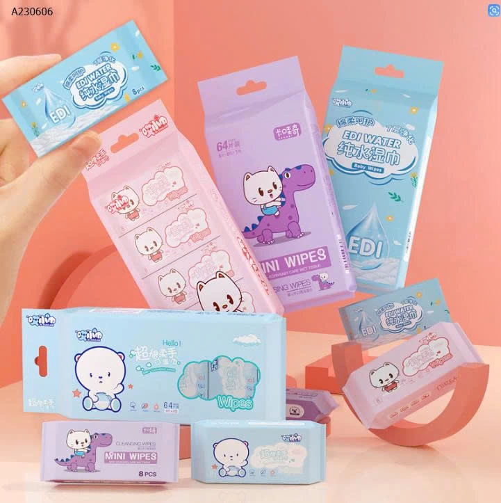 KHĂN GIẤY ƯỚT MINI BỎ TÚI  - Sỉ 75K/1 SET 3 TÚI màu giao ngẫu nhiên