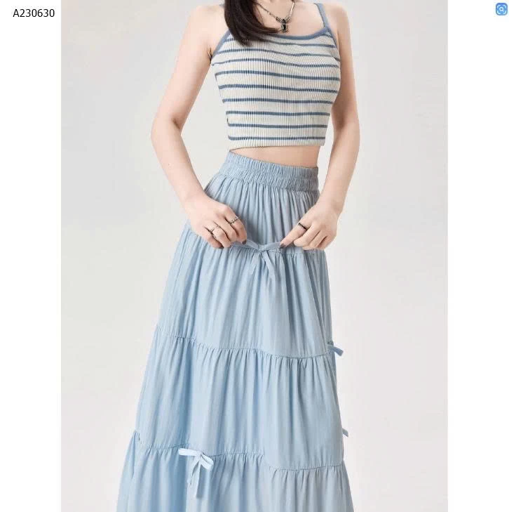 Chân váy dài mix nơ AIOV đẹp dịu dàng.- sỉ 135k