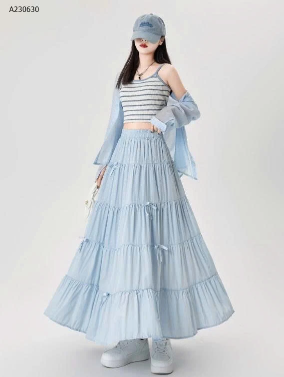Chân váy dài mix nơ AIOV đẹp dịu dàng.- sỉ 135k