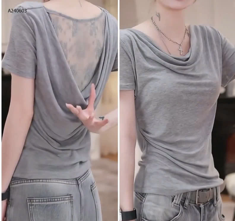 ÁO CỔ ĐỔ HỞ LƯNG PHỐI REN ANNA- sỉ 147k