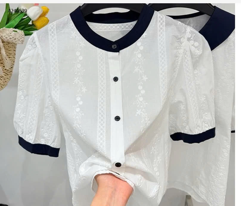 ÁO SƠ MI PHỐI VIỀN CHO NỮ  - sỉ 122k
