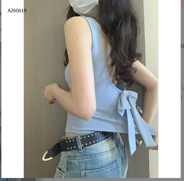  ÁO KHOÉT LƯNG GẮN NƠ NỮ  - sỉ 79k