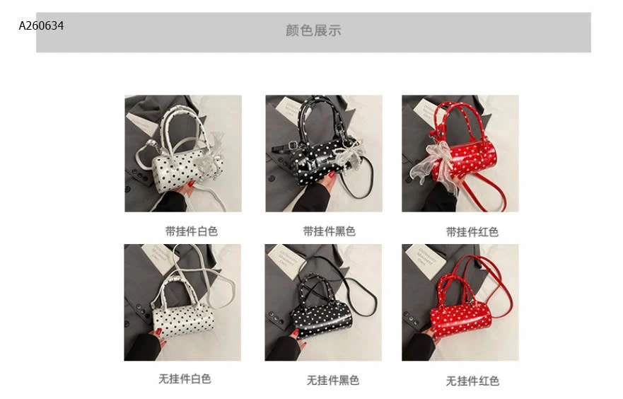 TÚI XÁCH THỜI TRANG CHẤM BI KÈM MÓC - sỉ 137k