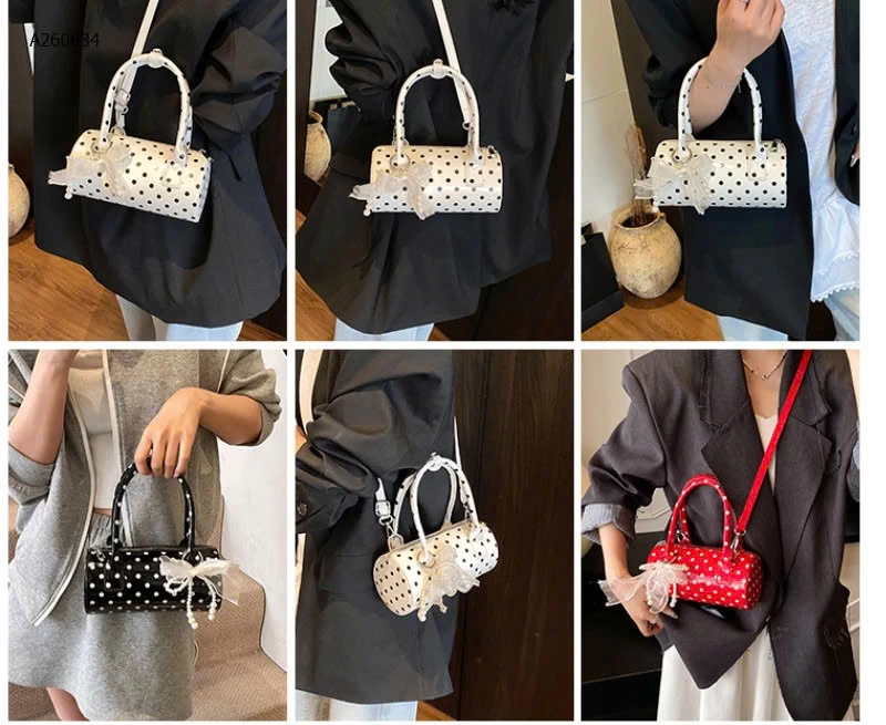 TÚI XÁCH THỜI TRANG CHẤM BI KÈM MÓC - sỉ 137k