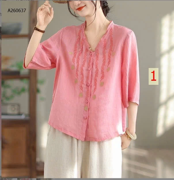  ÁO SƠ MI ĐŨI CỔ V NỮ - sỉ 119k
