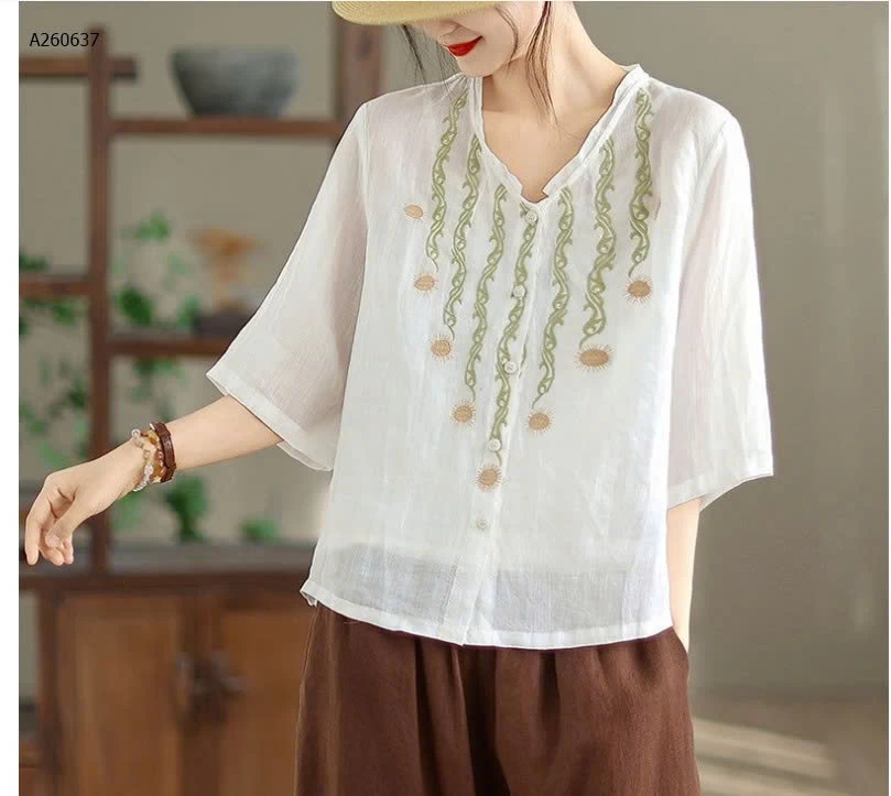  ÁO SƠ MI ĐŨI CỔ V NỮ - sỉ 119k