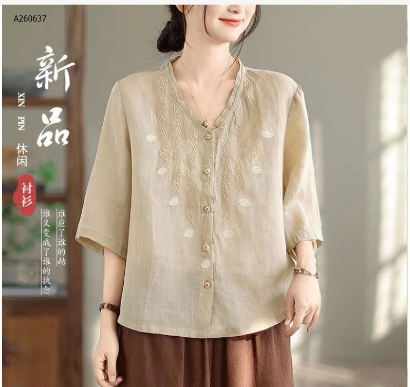  ÁO SƠ MI ĐŨI CỔ V NỮ - sỉ 119k