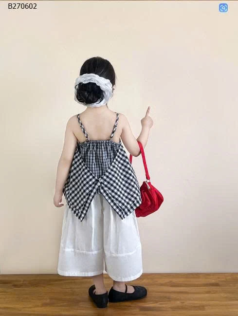 SET ÁO KẺ CARO MIX QUẦN ỐNG RỘNG BG-Sỉ áo: 135k  quần: 139k 