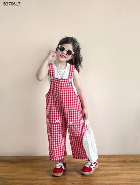 SET ÁO SÁT NÁCH MIX QUẦN YẾM KẺ CARO BG- sỉ  giá  áo: 110k  quần yếm: 182k 