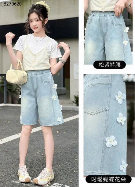 QUẦN SHORT JEAN ĐÍNH HOA - sỉ 154k