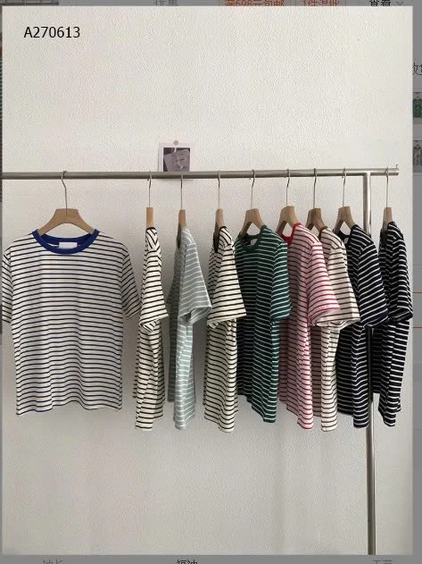 ÁO KẺ CỘC TAY CỔ TRÒN - sỉ 129k