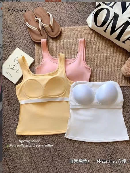  ÁO 2 DÂY TRƠN MÀU KÈM ĐỆM NGỰC- sỉ 87k