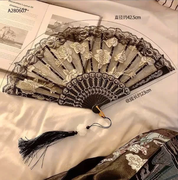 QUẠT REN HOA CẦM TAY - sỉ 53k/set 2c