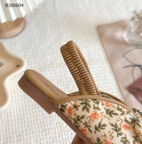 SANDAL NƠ HỌA TIẾT HOA LÁ BG-Sỉ giá 105k 