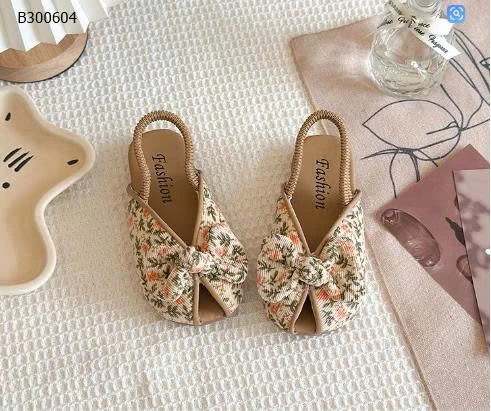 SANDAL NƠ HỌA TIẾT HOA LÁ BG-Sỉ giá 105k 