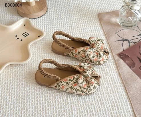 SANDAL NƠ HỌA TIẾT HOA LÁ BG-Sỉ giá 105k 