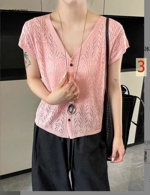 ÁO DỆT KIM CỔ V NỮ-Sỉ giá 163K