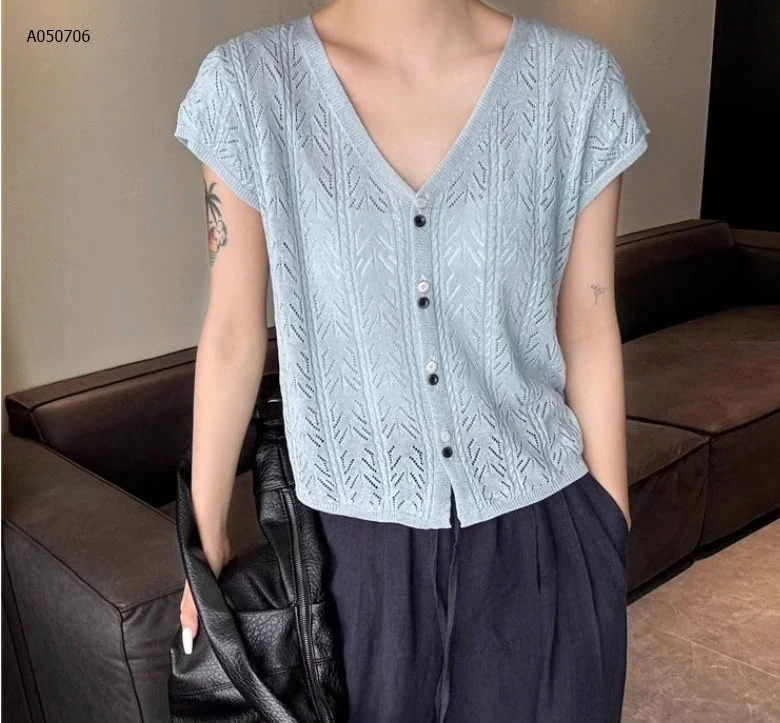 ÁO DỆT KIM CỔ V NỮ-Sỉ giá 163K