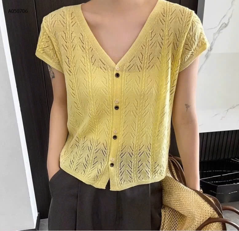 ÁO DỆT KIM CỔ V NỮ-Sỉ giá 163K