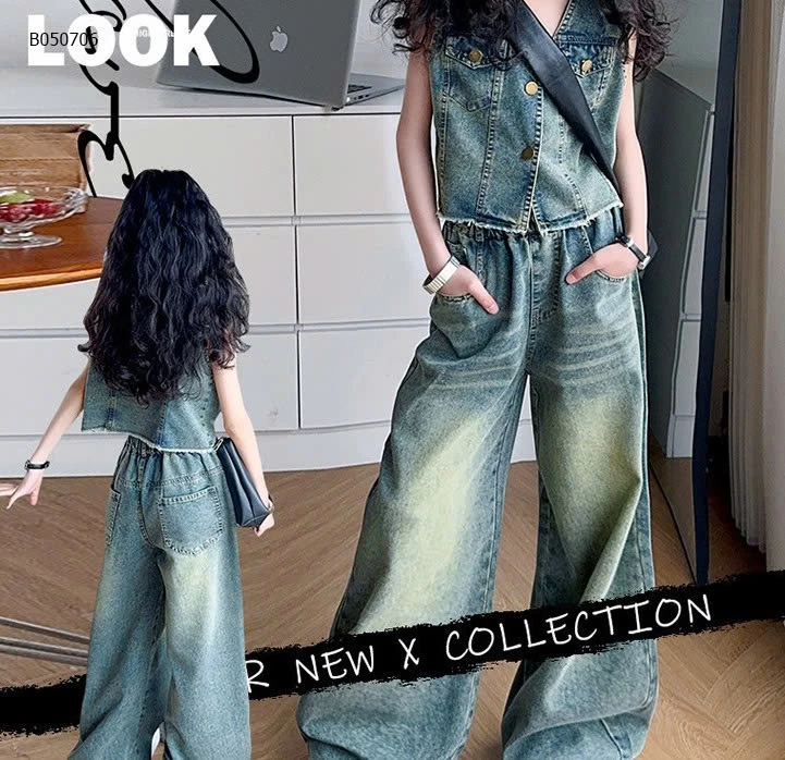 SET ÁO GHILE JEAN PHỐI QUẦN SUÔNG RỘNG - sỉ 276k