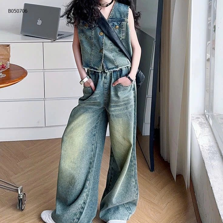 SET ÁO GHILE JEAN PHỐI QUẦN SUÔNG RỘNG - sỉ 276k