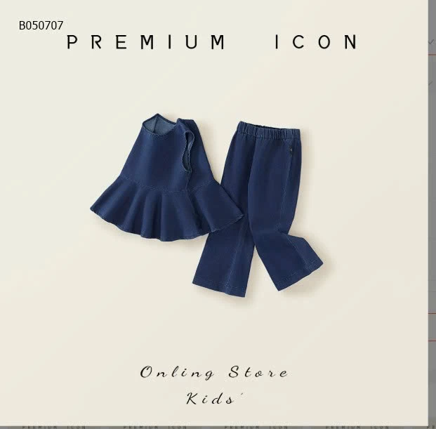 BỘ DENIM CHO BÉ GÁI HÃNG PREMIUM ICON- sỉ 146k