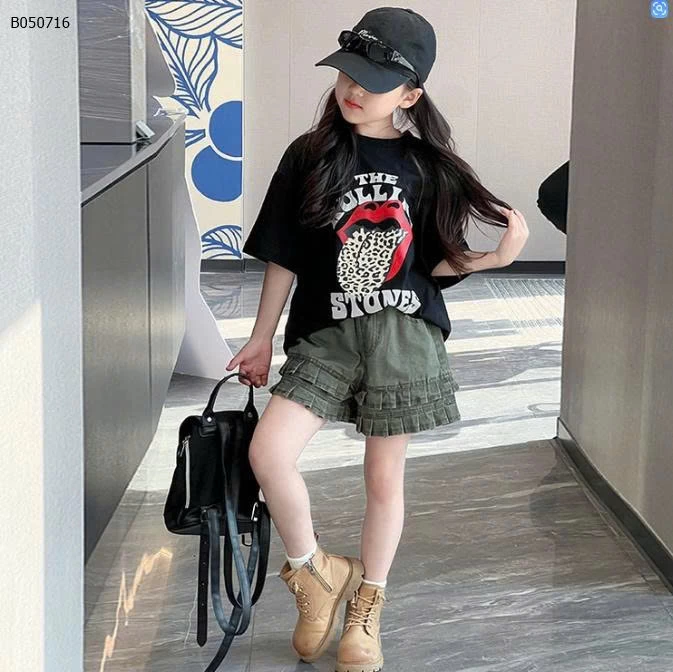 SET ÁO PHÔNG ĐEN MIX SHORT BÈO BG- Sỉ giá áo: 145k  quần: 188k 