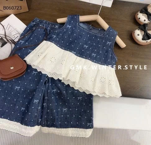 SÉT BBD JEANS NƠ PHỐI REN - sỉ 220k