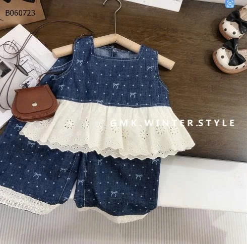 SÉT BBD JEANS NƠ PHỐI REN - sỉ 220k